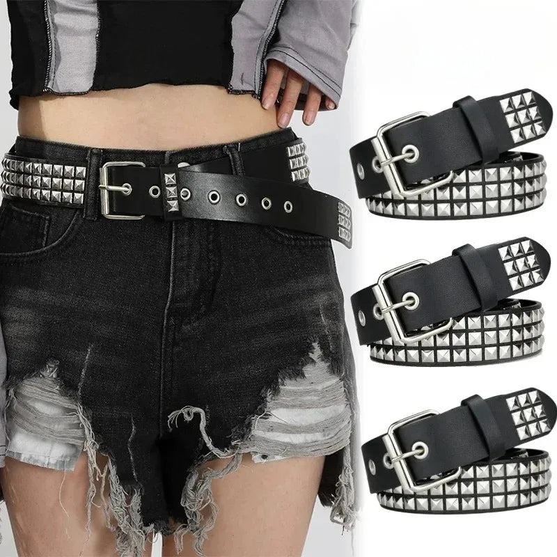 Pyramid Stud Belt — Y2K Punk Rivet Belt for Men & Women