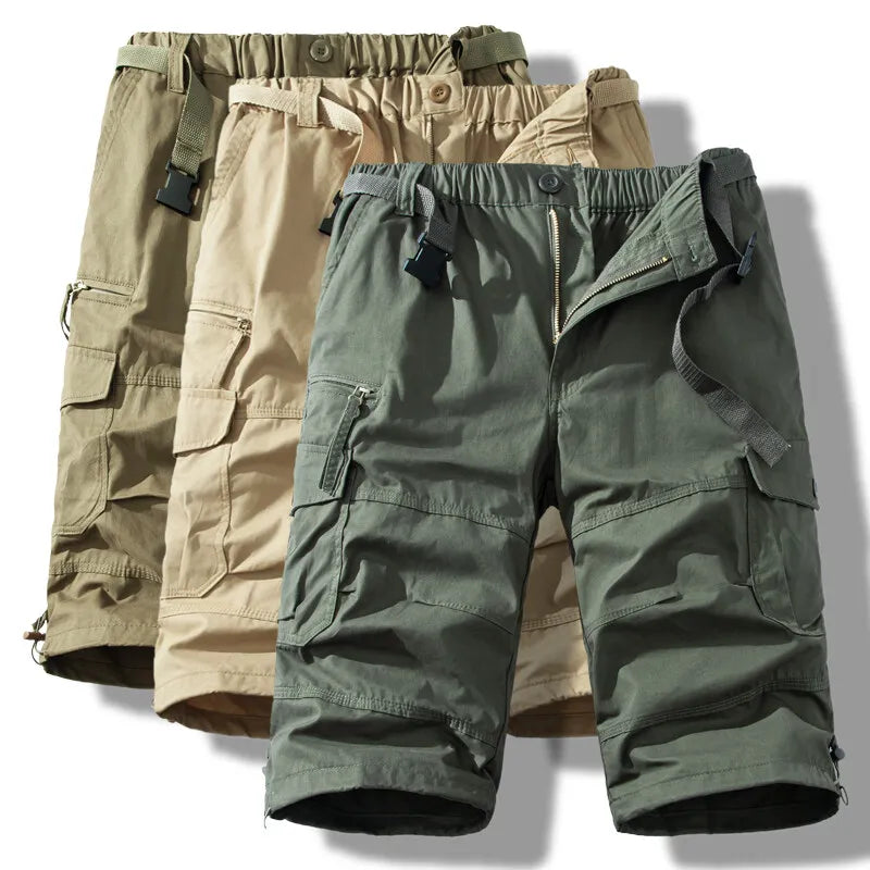 Men's Cotton Knee-Length Work Shorts — Loose Straight Casual Shorts