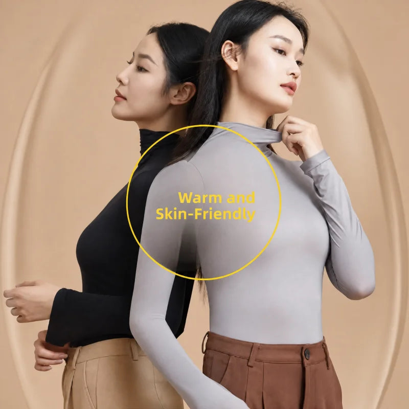 Women's Stacked High Collar Thermal Top - Seamless Stretch Base Layer - photo 3