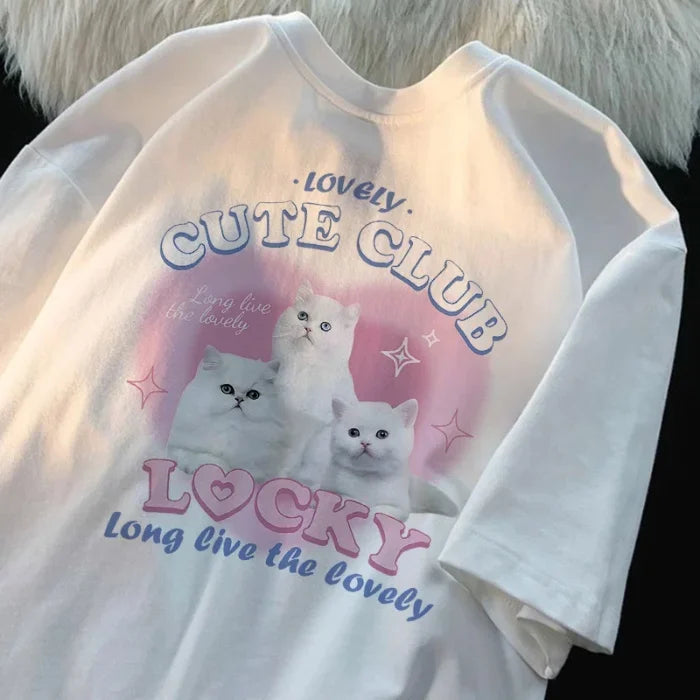 Summer Short Sleeve Women's Cute Sweet Casual T-shirt Japanese Casual Style Short Sleeve T-shirt Young Student Fashion T-shirt