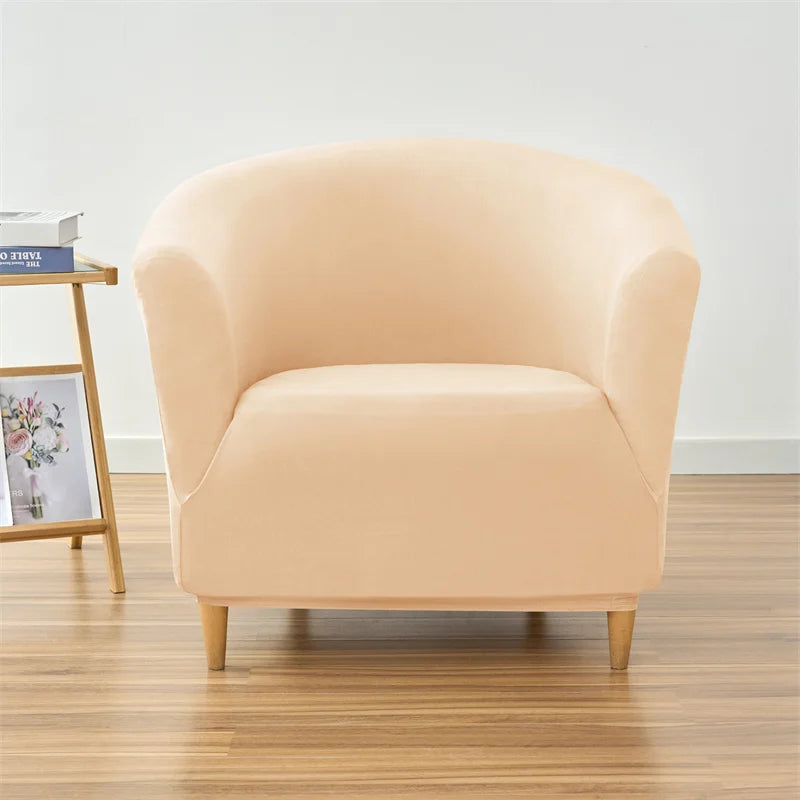 1PC Stretch Club Chair Cover Water Repellent Solid Color Arc Sofa Covers Single Removable Seat Slipcover Hotel Bar Counter Decor