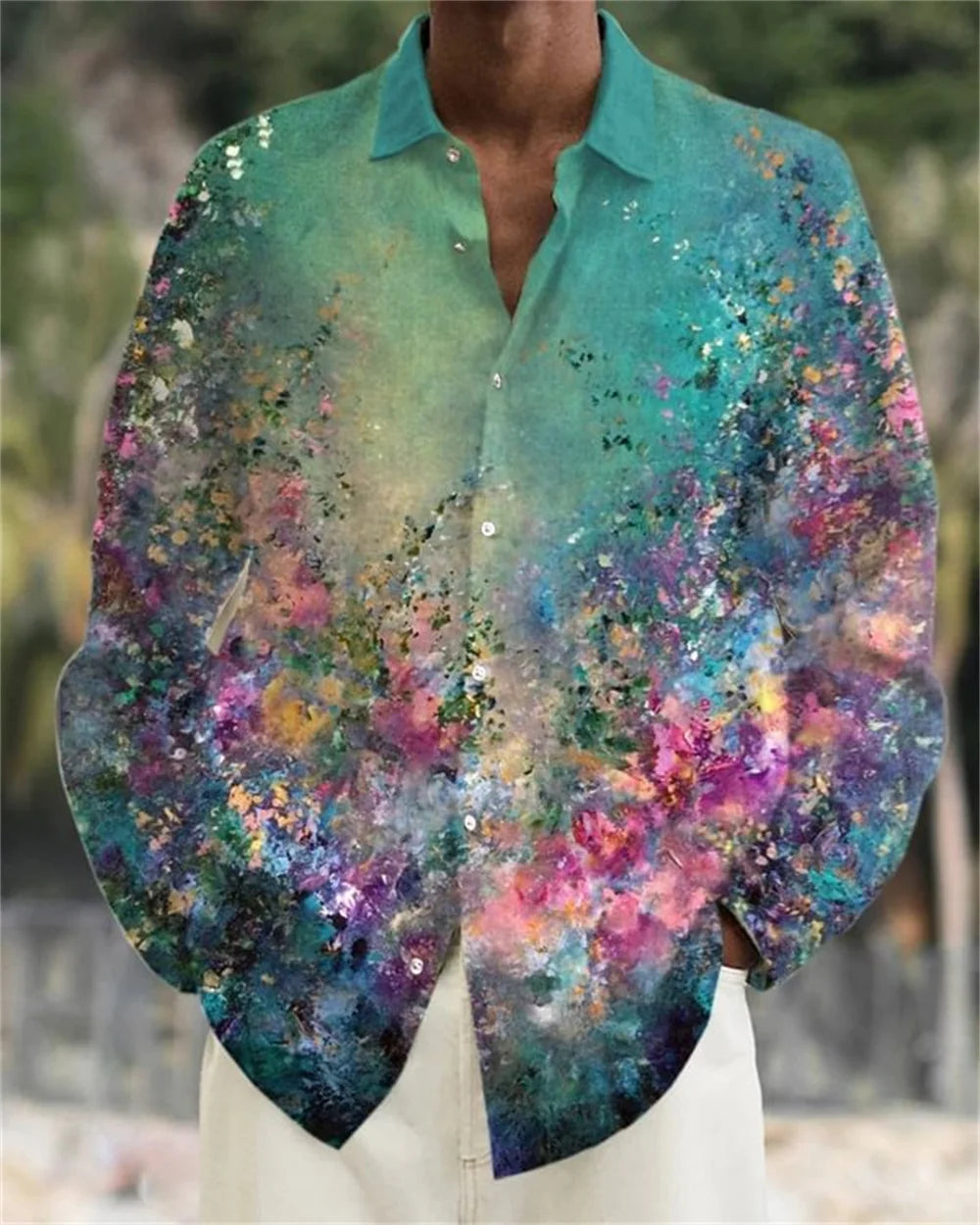 2024 Men's long sleeved shirt Flame Rose pattern 3D printed top for spring autumn new fashion casual men's unisex clothing