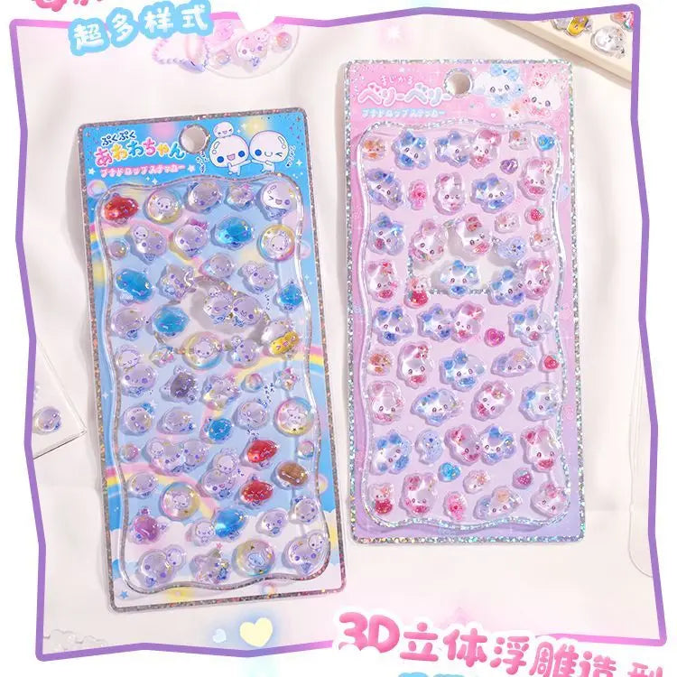 Original Cartoon Water Drop 3D Relief Stickers Cute Refrigerator Sticker Girl's Handbooks Decoration Creativity Reward Toy Gift