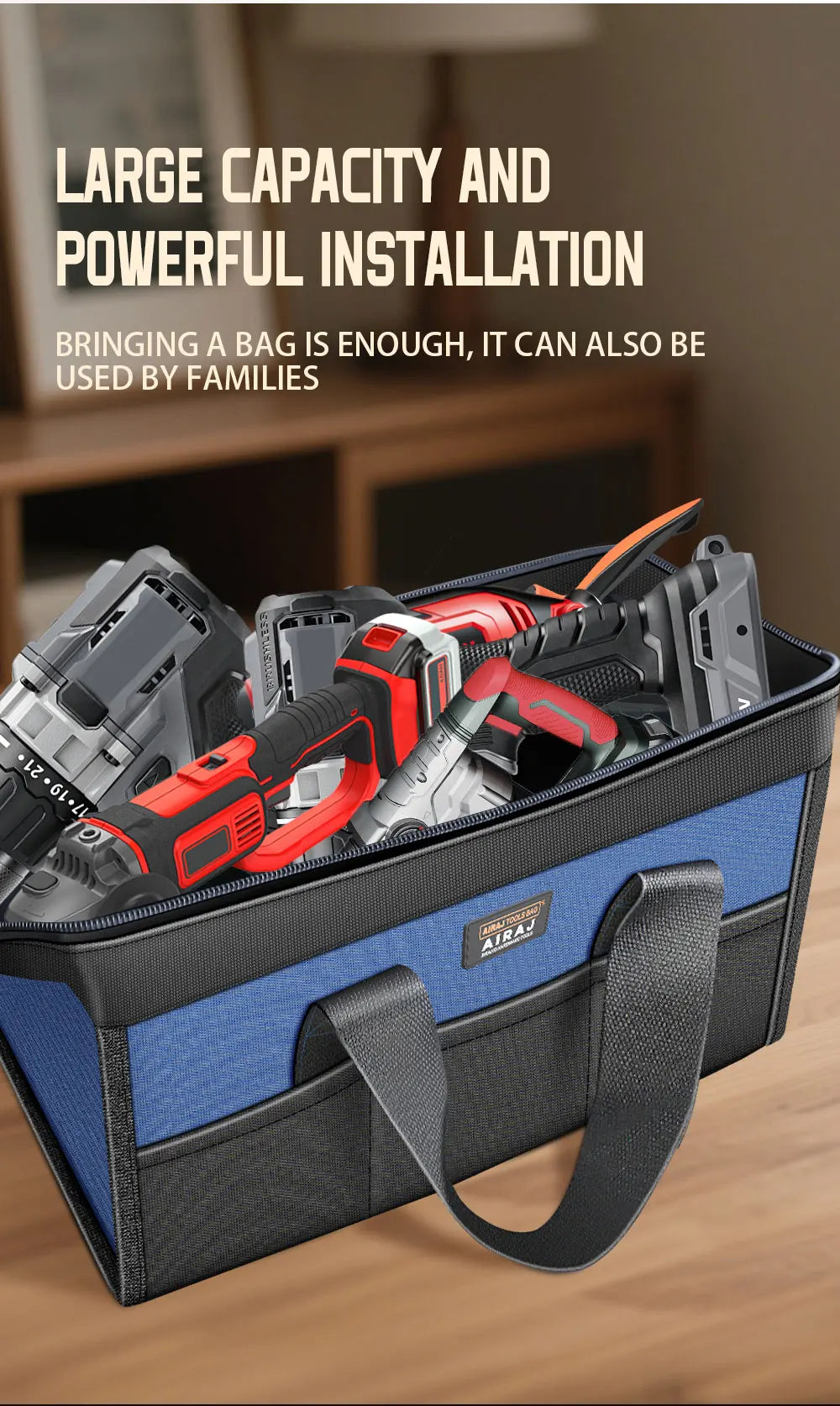AIRAJ Multifunctional Tool Bag Electric tool storage bag for electricians Waterproof Wear-Resistant Large Capacity Hand Bag