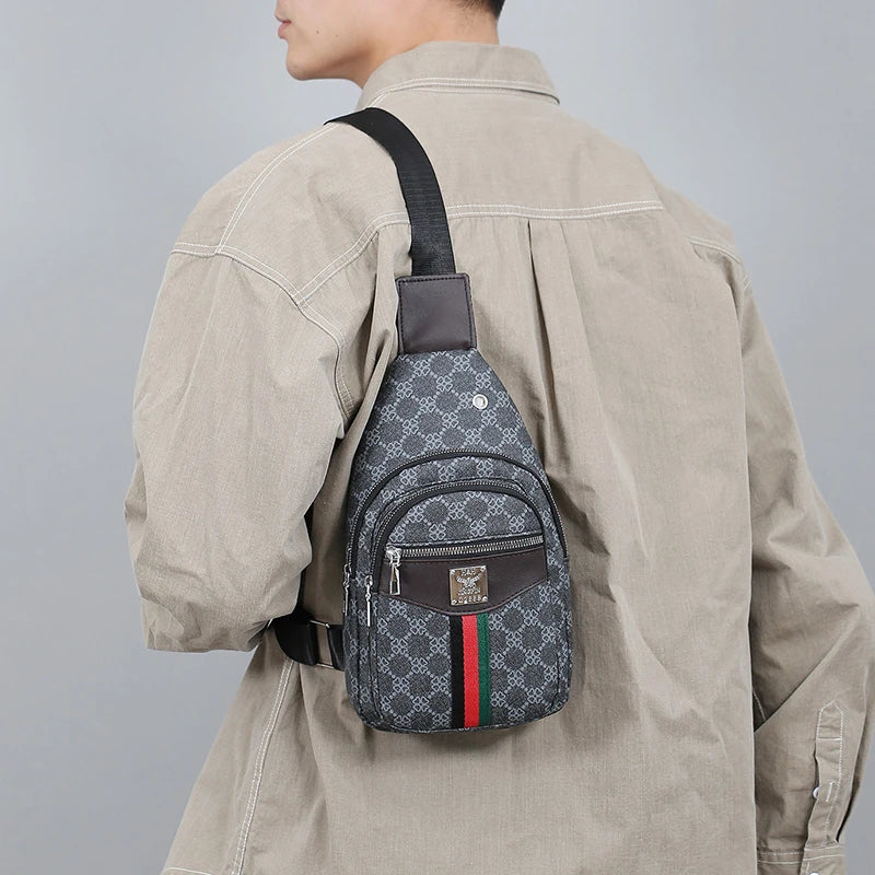 Men's Multifunction Messenger Bag Shoulder Cloth Chest Bags Crossbody Casual Handbag with Earphone Hole