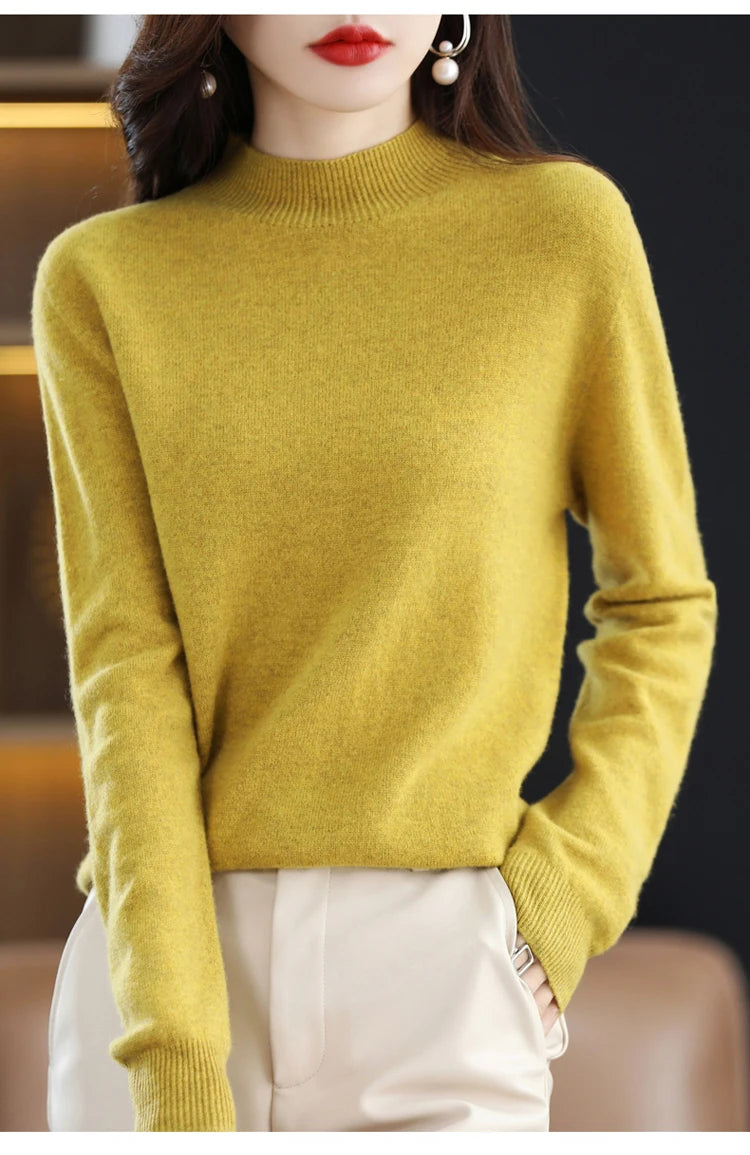 Women's Merino Wool Mock Neck Sweater