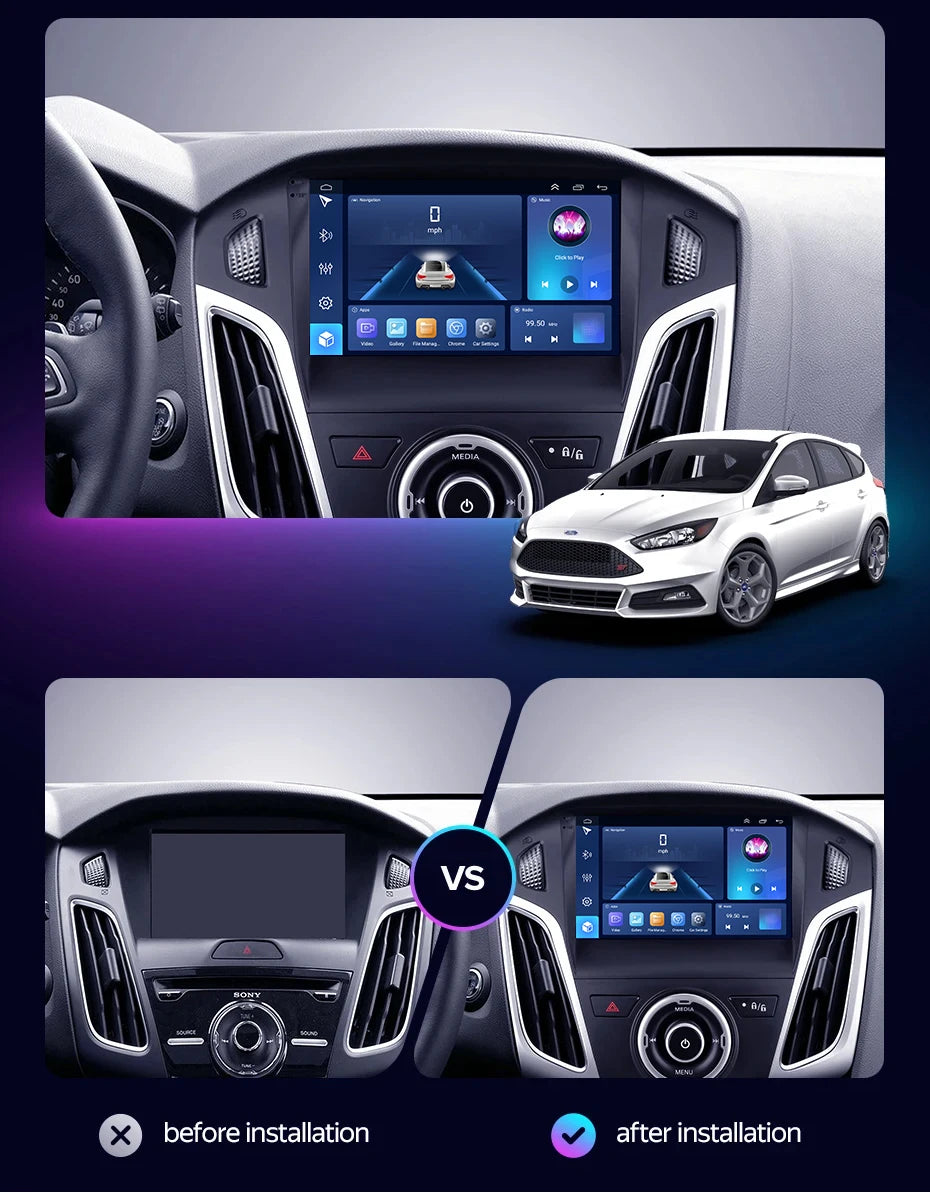 Android Multimedia Head Unit for Ford Focus 3 MK3 (2011–2019) — CarPlay, Android Auto, GPS, WiFi
