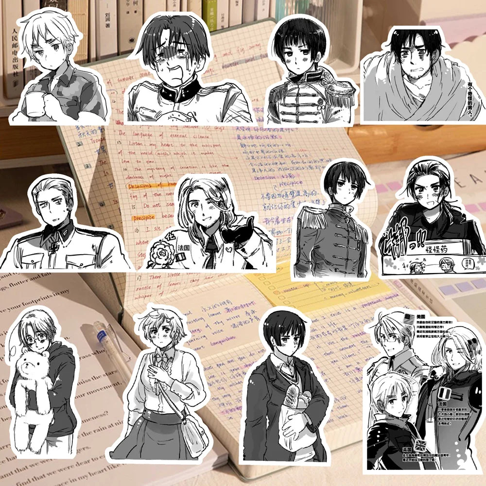 65Pcs Hetalia APH Anime Peripheral Stickers DIY Handbook Decoration Phone Case Cup Skateboard Waterproof Graffiti Stickers