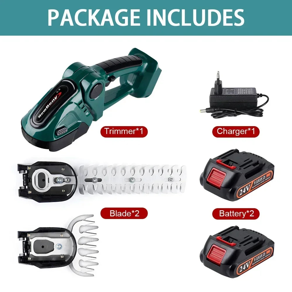 2-in-1 Cordless Hedge Trimmer & Grass Shear — 21V Battery Yard Tool