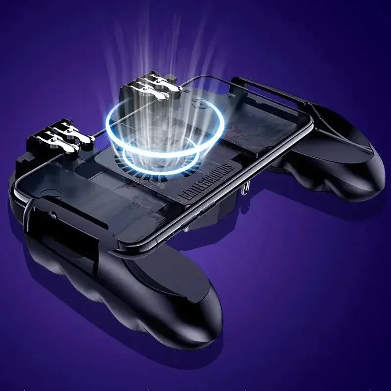 H9 6 Finger Mobile Phone Game Trigger Gamepad Joysticks Controller w/ Radiator Aim Shooting L1R1 Key Button PUBG for IOS Android