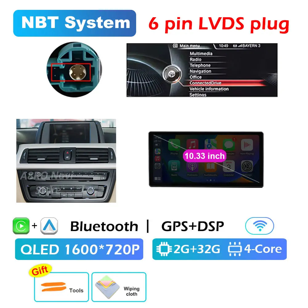Wireless CarPlay & Android Auto Retrofit Module, Compatible with BMW 3 4 Series F30 F32 (NBT EVO)