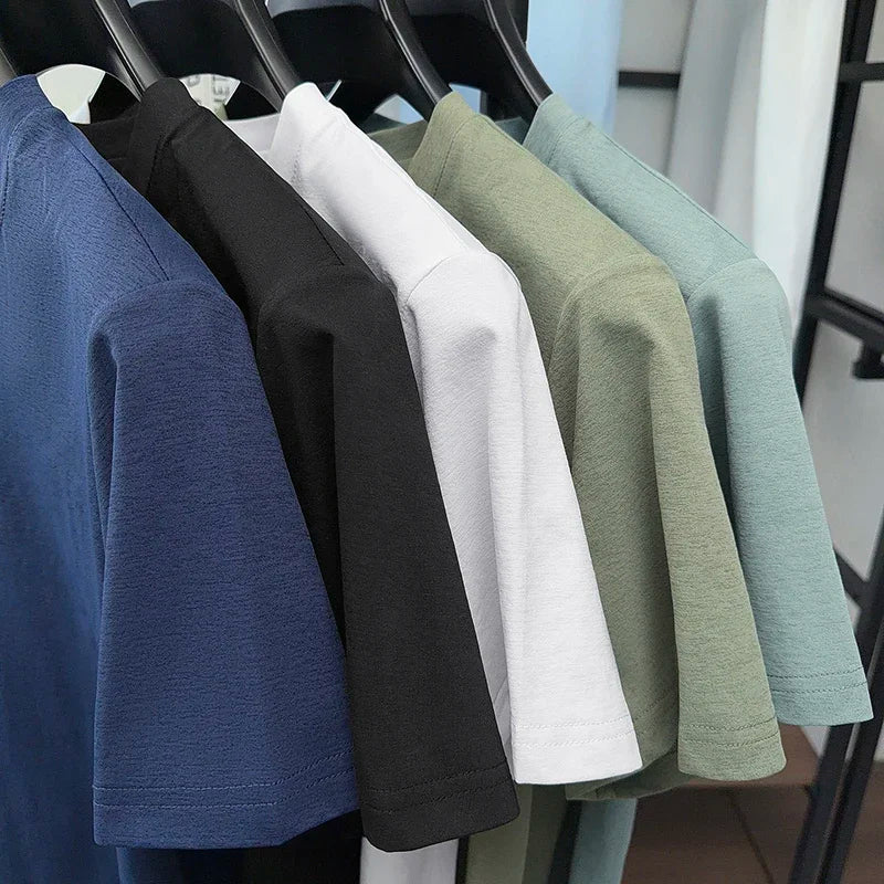 Men's Henley Collar Tee - Soft Knit, Sweat-Wicking Lightweight