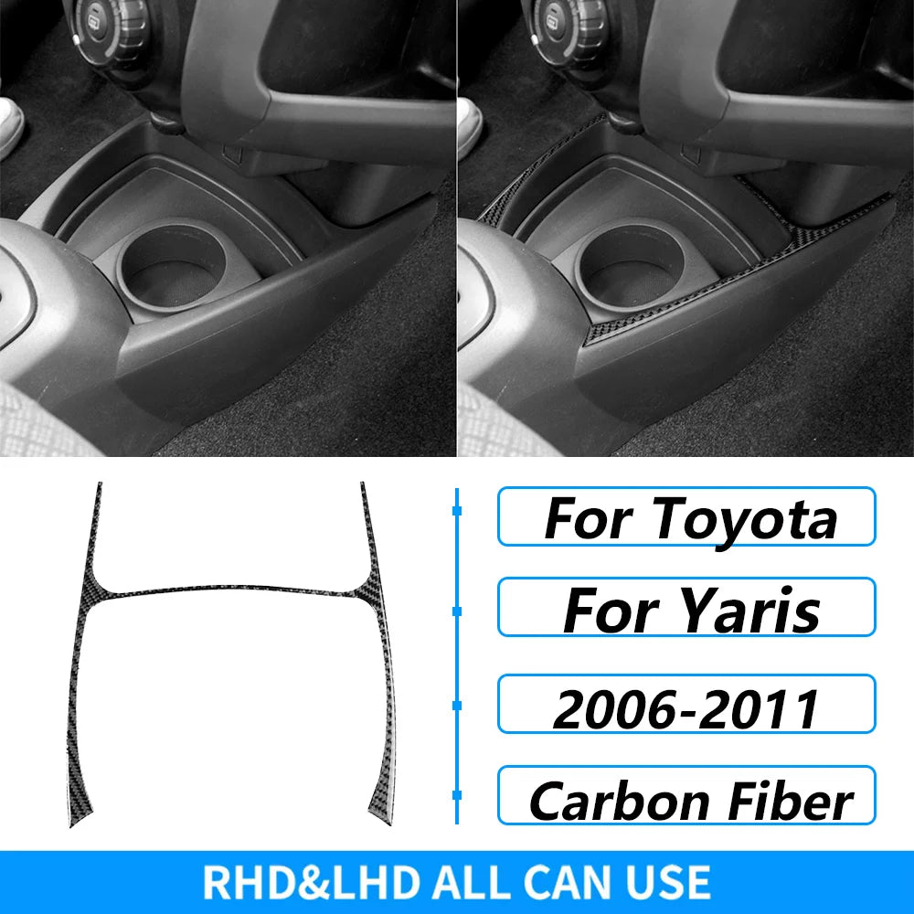 For Toyota Yaris 2006-2011 Carbon Fiber Central Control AC CD Air Outlet Gear Shift Panel Cover Trim Set Car Accessories Sticker