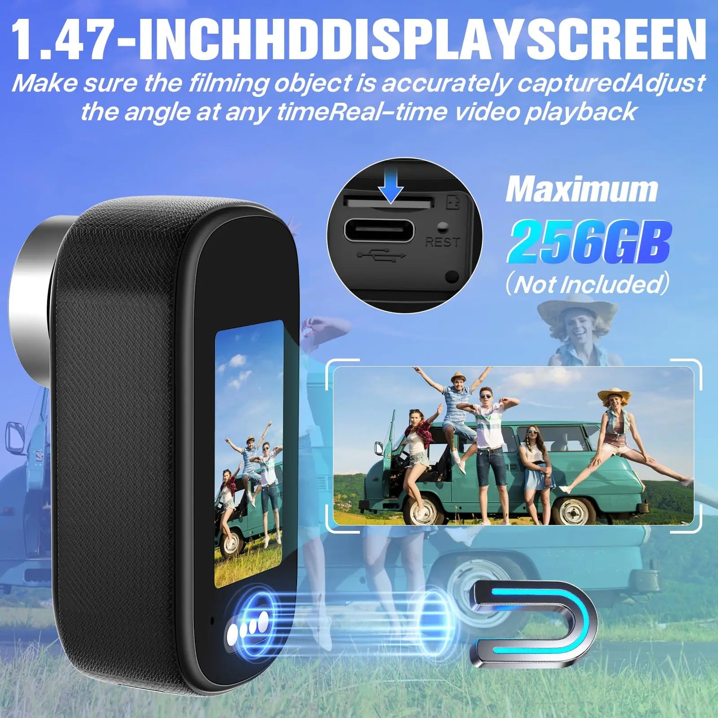 4K Thumb Sports Camera — Magnetic Waterproof Body Cam for Pets