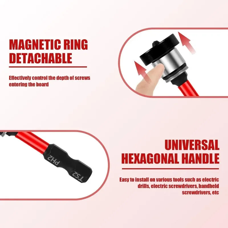 10/1x Magnetic Positioning Screwdriver Bits Hex Shank S2 Drywall Screw Bits for Batch Head Drilling Tools Gypsum Board Locating