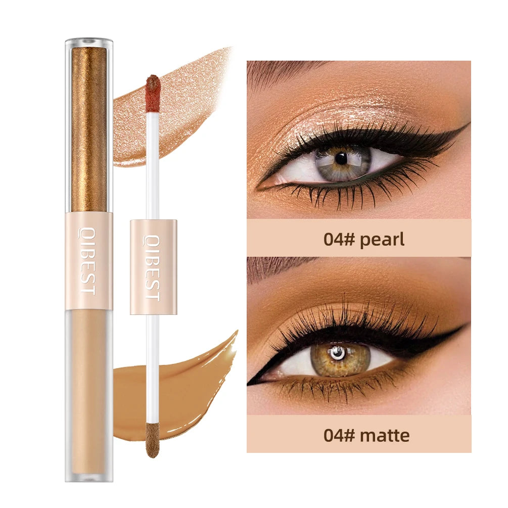 QIBEST Double-End Glitter & Matte Eyeshadow Stick – Waterproof Bicolor Shimmer Pencil | 6 Colors