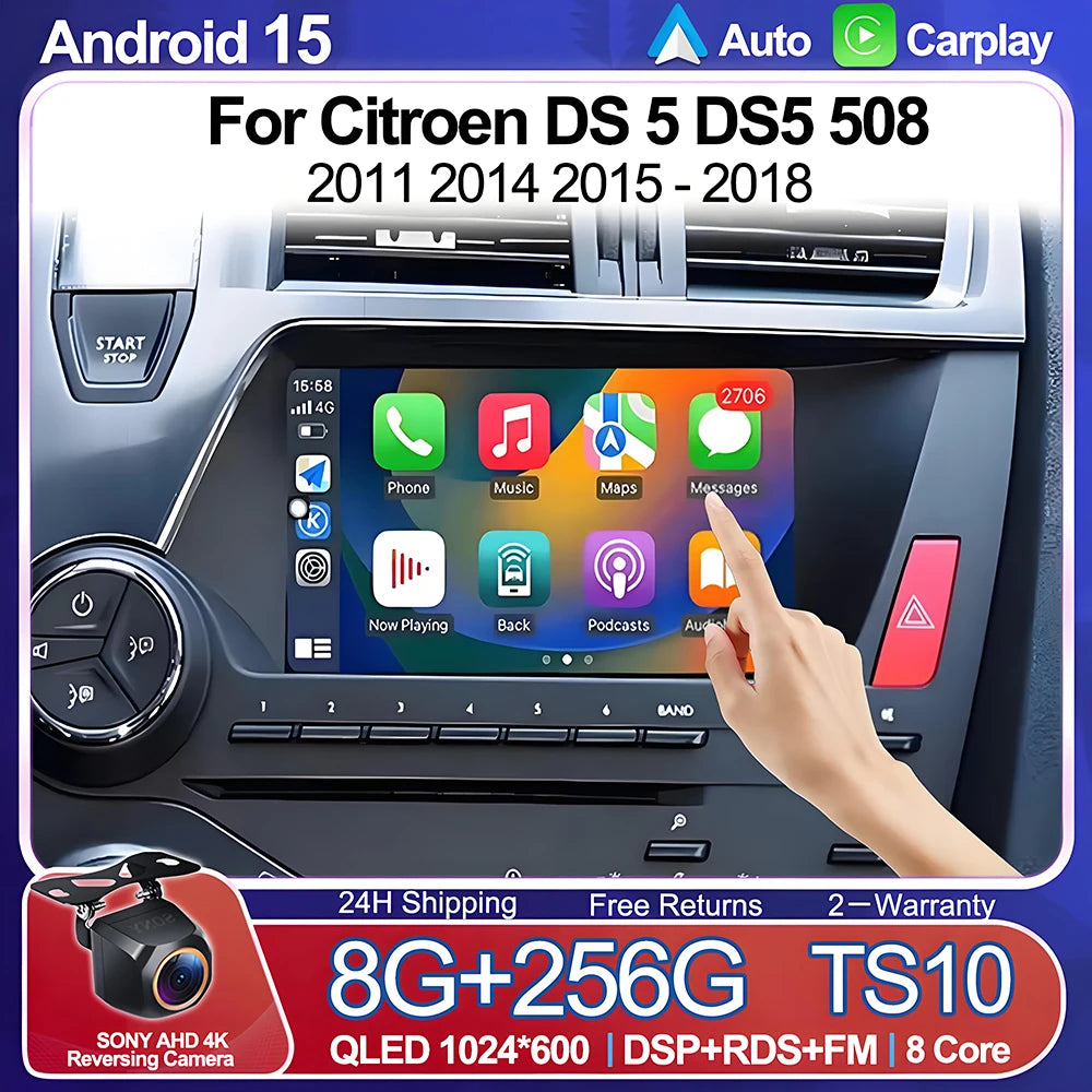 7'' Android 16 For Citroen DS 5 DS5 508 2011 2014 2015 - 2018 Head Unit Carplay Autoradio 4G Car Radio Multimedia Player Screen