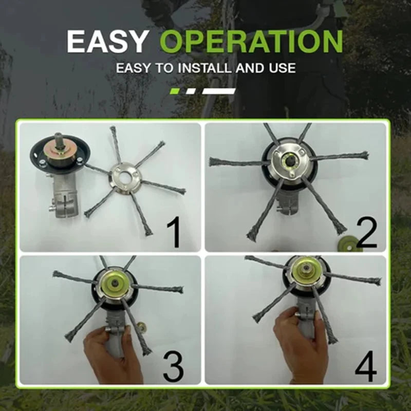 LUSQI 6/7inch Steel Wire Wheel Head Grass Trimmer Head Universal Weed Brush Fit Straight Shaft Brushcutter Removal Moss Rust