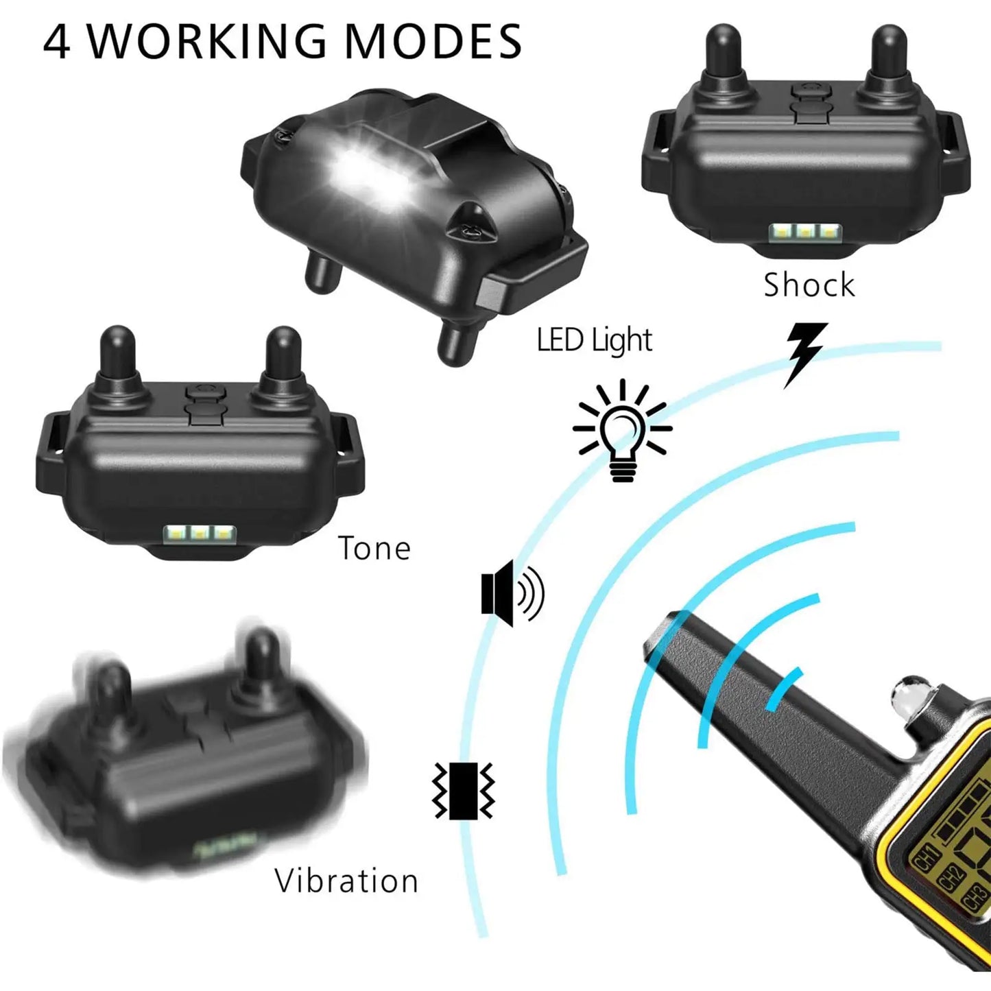 Electric Waterproof Dog Training Collar – Rechargeable Remote Anti-Bark Device | For 1, 2 or 3 Dogs