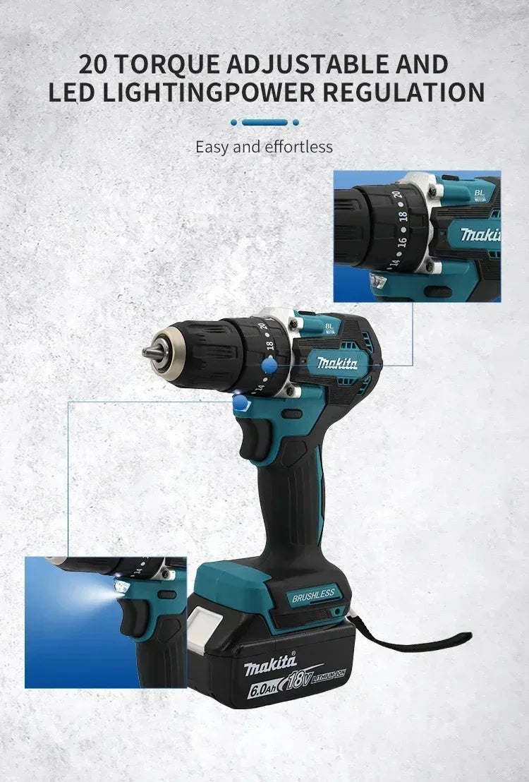 Makita DDF487 18V Brushless Cordless Drill Driver – Rechargeable Power Tool (Tool Only)