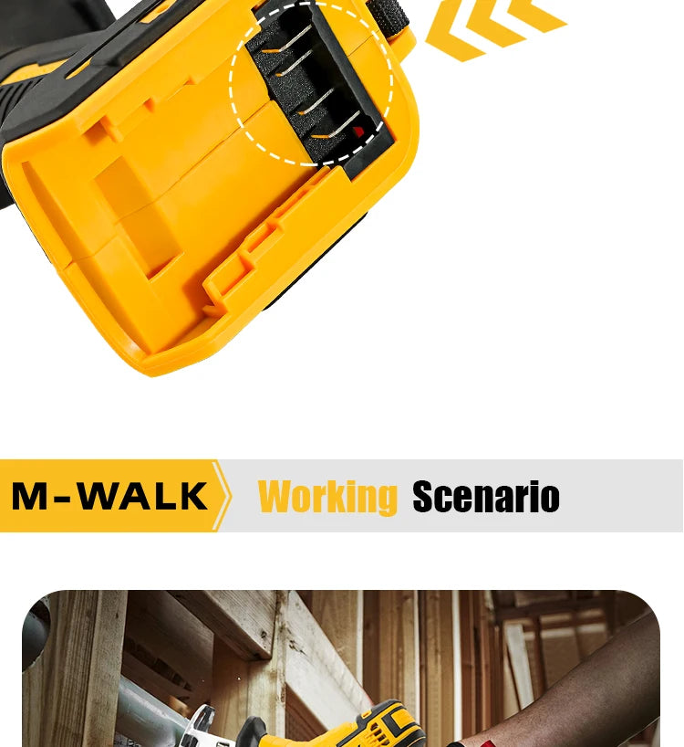 M-WALK 3000RPM Cordless Electric Reciprocating Saw Chainsaw Saber Saw Wood Metal Cutting Power Tool For Dewalt 20V Battery Pin