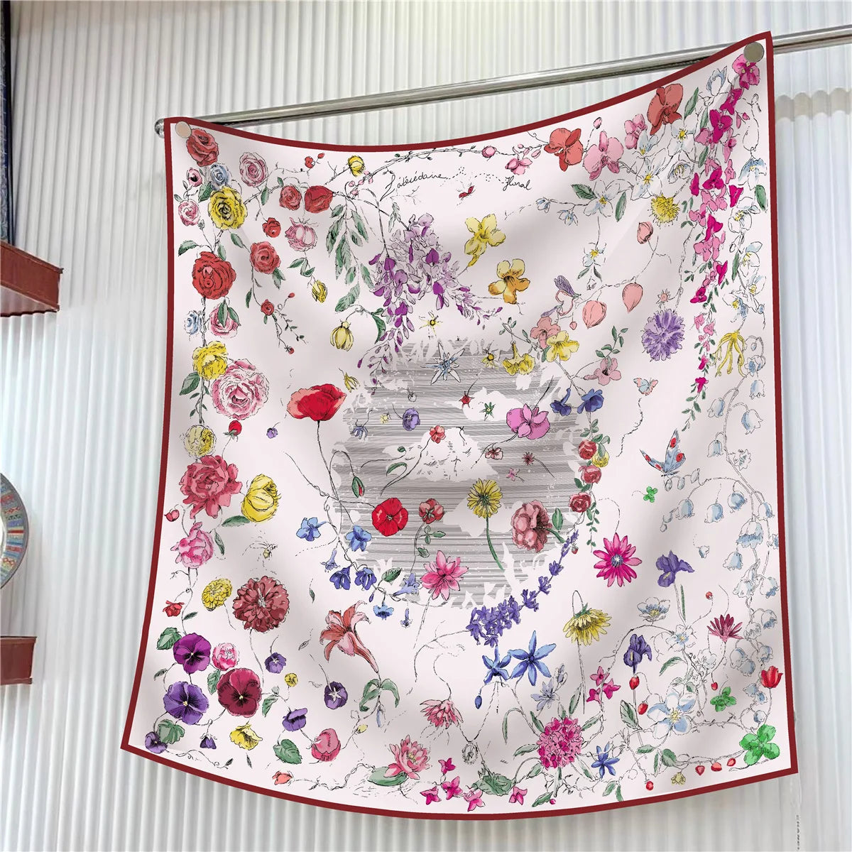 90cm Elegant Floral Silk Scarf for Women - Versatile Fashion Accessory