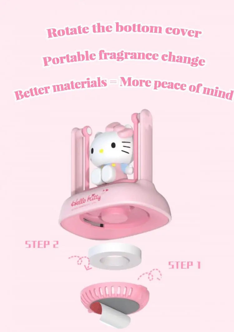 Interesting Hello Kitty Kuromi Solar-Powered Aroma Diffuser Car Perfume Car Decoration Item - A Gift for Boys and Girls