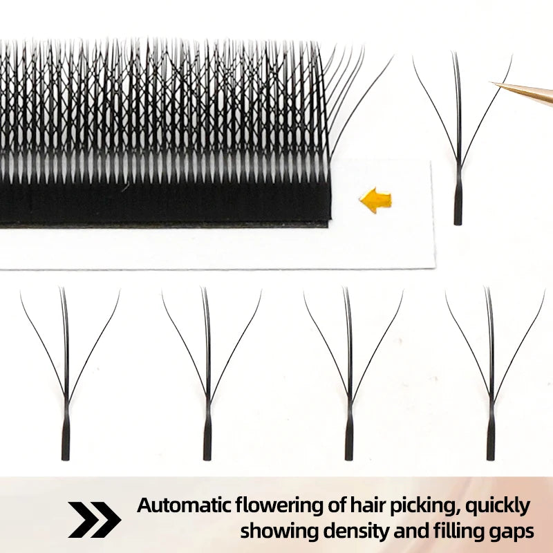 MENGLUKE 3D W Shaped Bloom Automatic Flowering Premade Fans Eyelashes Extensions Natural Soft Light High Idividual Lashes