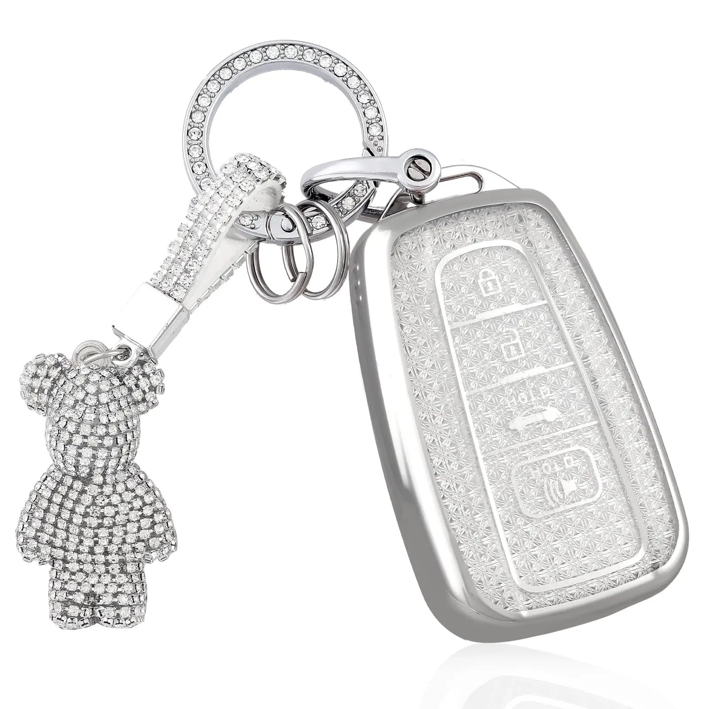 for Toyota Key Fob Cover with Bear Keychain Soft TPU Key Case Protection For Toyota RAV4 Camry Corolla 4Runner Highlander Prius
