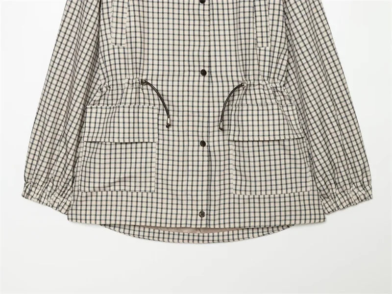 Women's Oversized Plaid Jacket - Long Sleeve Casual Autumn Coat - photo 6