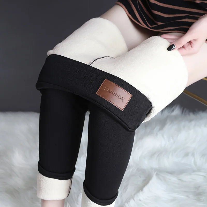 Women's Lamb Fleece Seamless Leggings - High Waist Thermal Tights