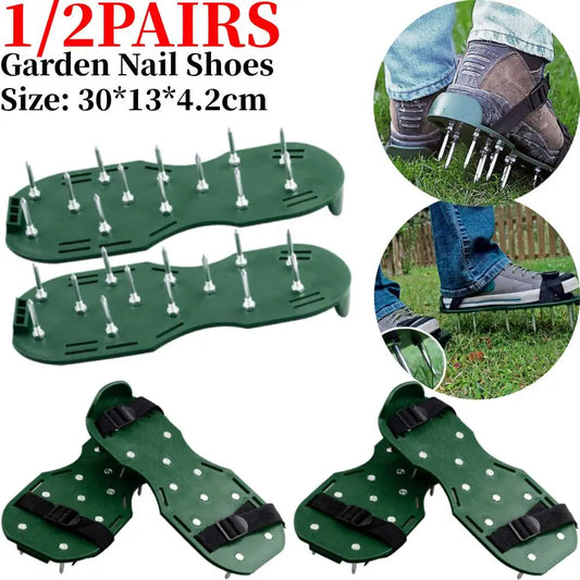 Garden Nail Shoes Grass Loose Soil Cultivator Spikes Grass Shoes Epoxy Yard Grass Cultivator Lawn Aerator Sandals Gardening Tool