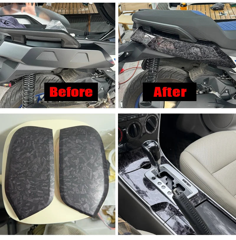 PET Forged Carbon Fiber Vinyl Wrap Film Self Adhesive Car Stickers Waterproof Auto Motorcycle Decoration Car Accessories
