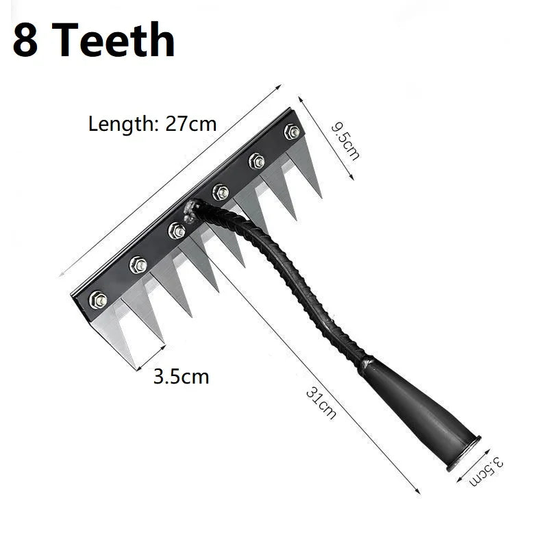 Multi-Tooth Metal Weeding Rake - Choose 5, 6, 7, or 8 Teeth