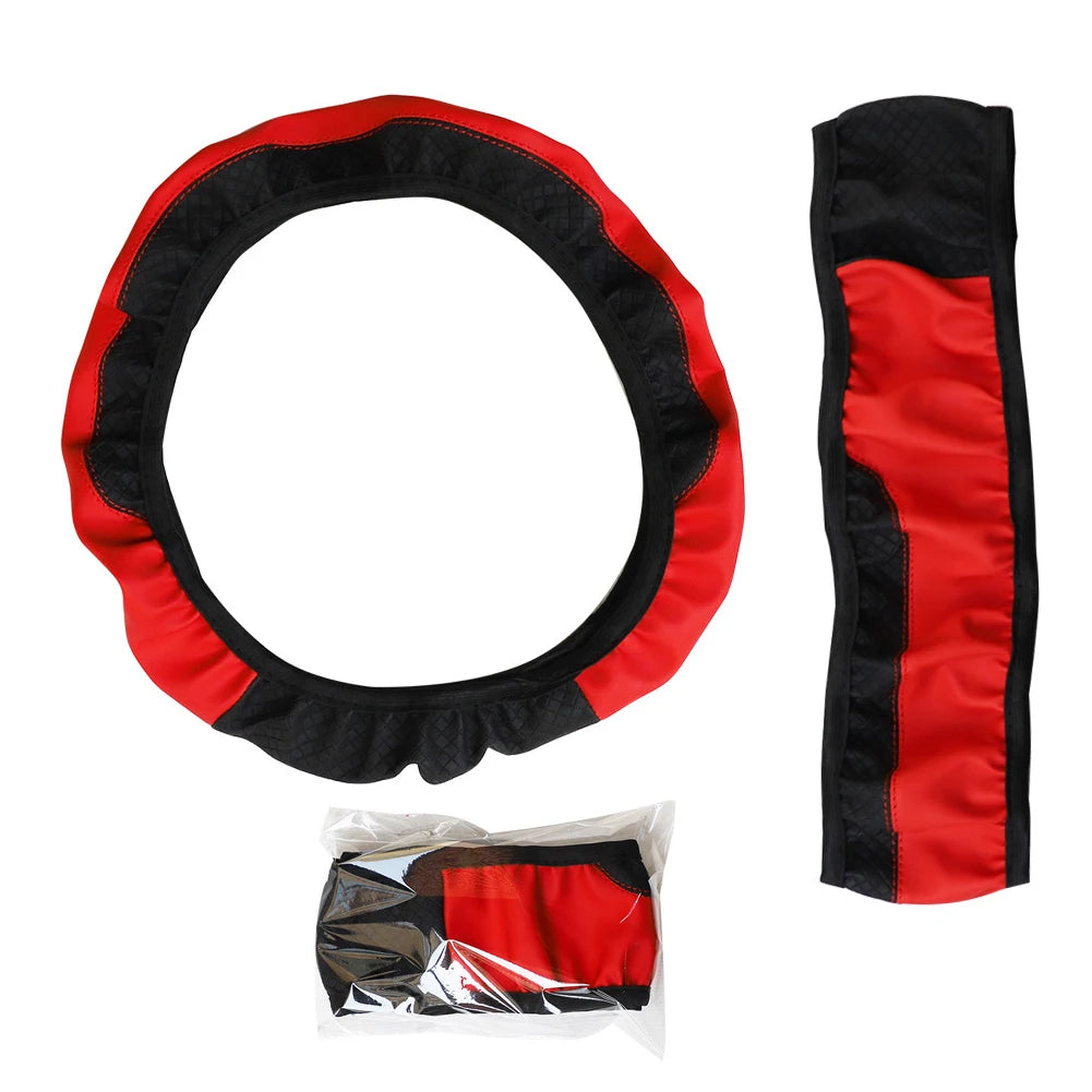 PU Leather Universal Car Steering-wheel Cover 38CM Car-styling Sport Auto Steering Wheel Covers Anti-Slip Automotive Accessories