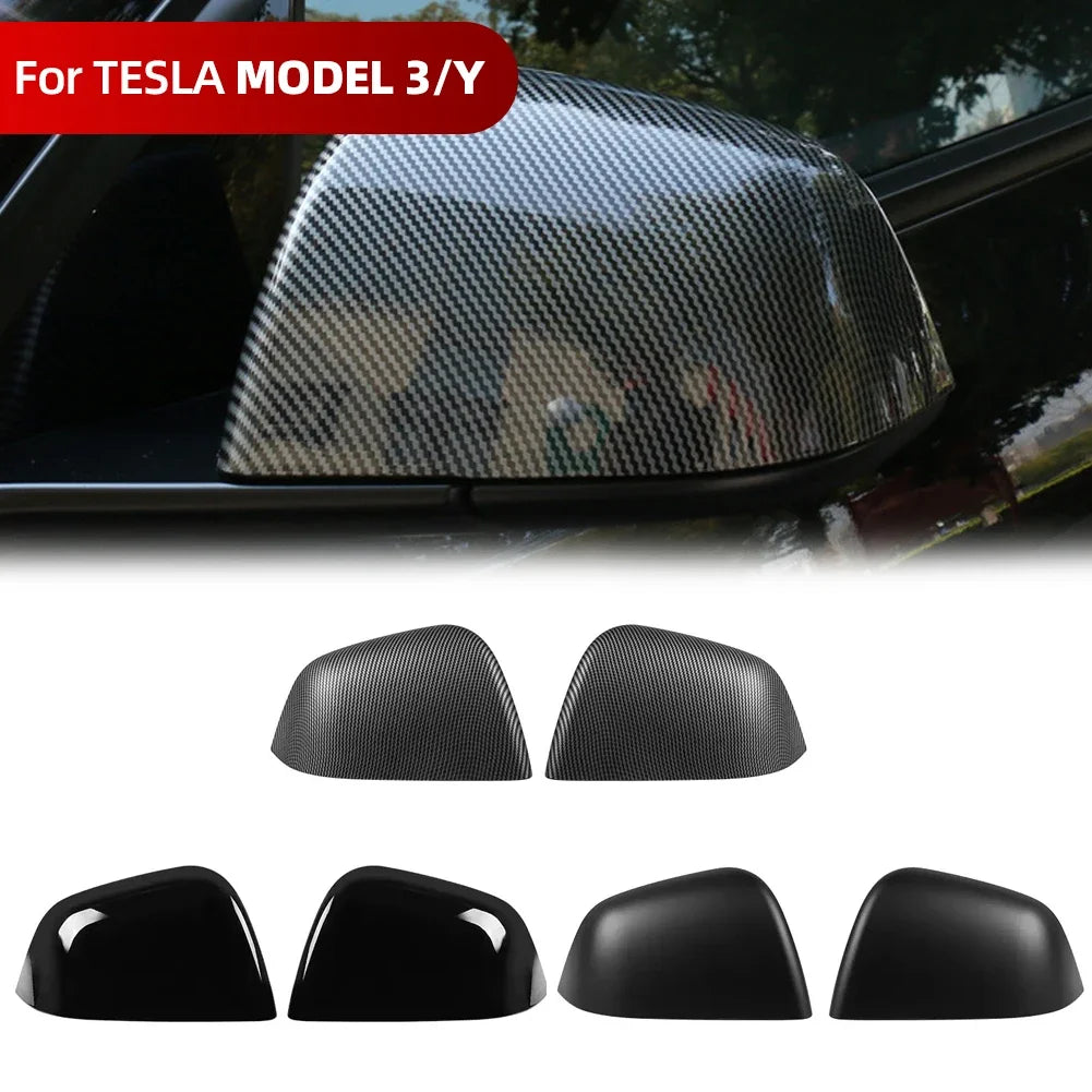 2PCS Car ABS Paste Side Door Mirror Cover For Tesla Model 3 Model Y 2021-2023 Auto Exterior Accessories Sides Rearview Cover