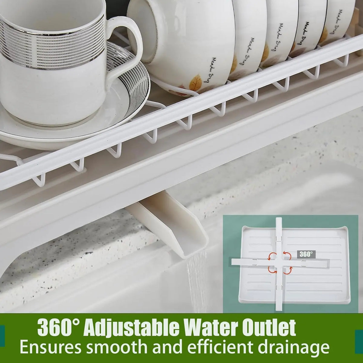 2-Tier Dish Drying Rack with Drainboard - Large Counter Organizer - photo 3