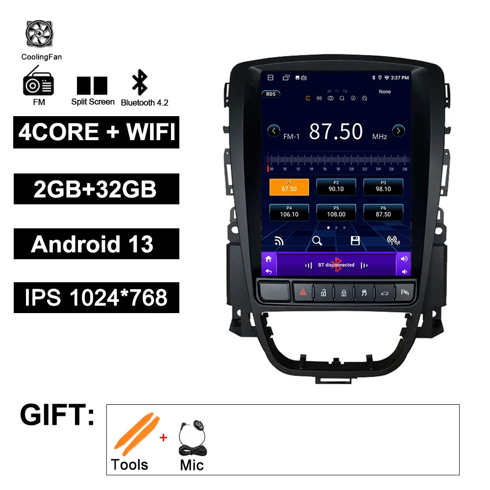 9.7" Car Stereo with Apple CarPlay & Android Auto, Compatible with Opel Astra J, Vauxhall & Buick Verano