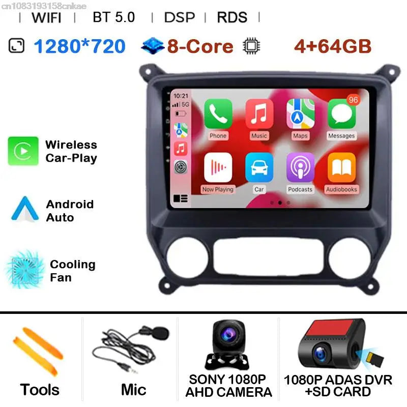 Car Radio Android 15 For Chevrolet Colorado 2014 - 2018 For Silverado GMC Sierra VIA Vtrux Truck 2014 - 2018 Carplay Stereo Auto