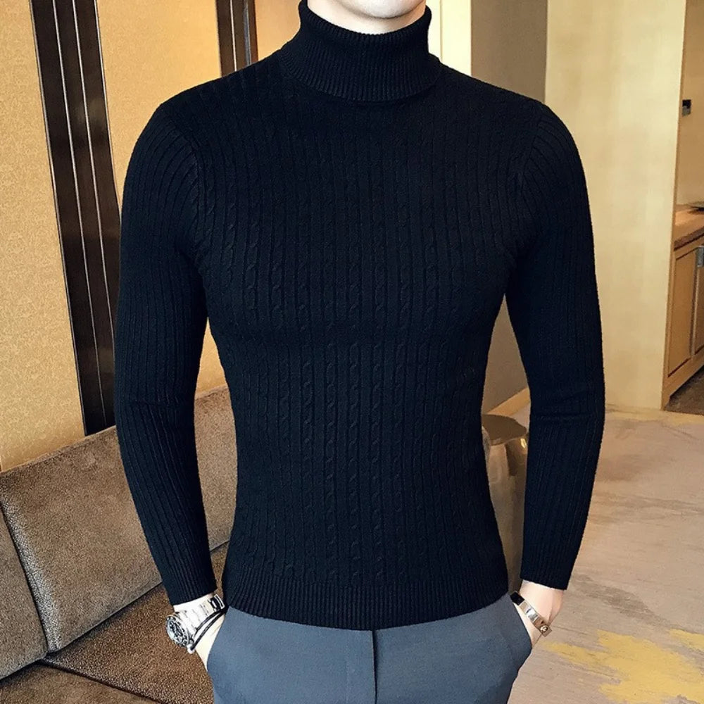 Men's Turtleneck Sweater, Slim Knit Pullover