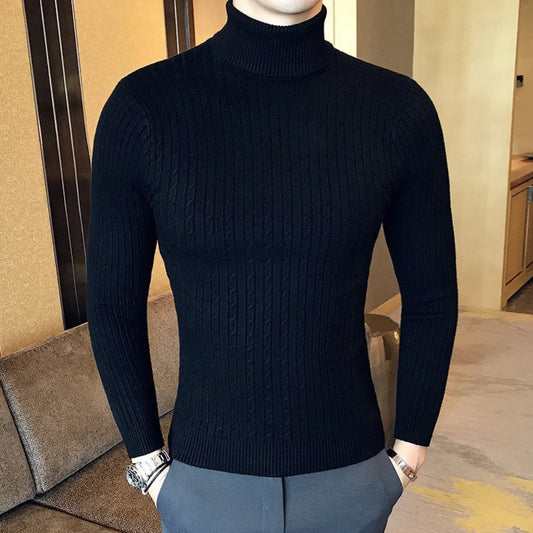 Men's Turtleneck Sweater, Slim Knit Pullover