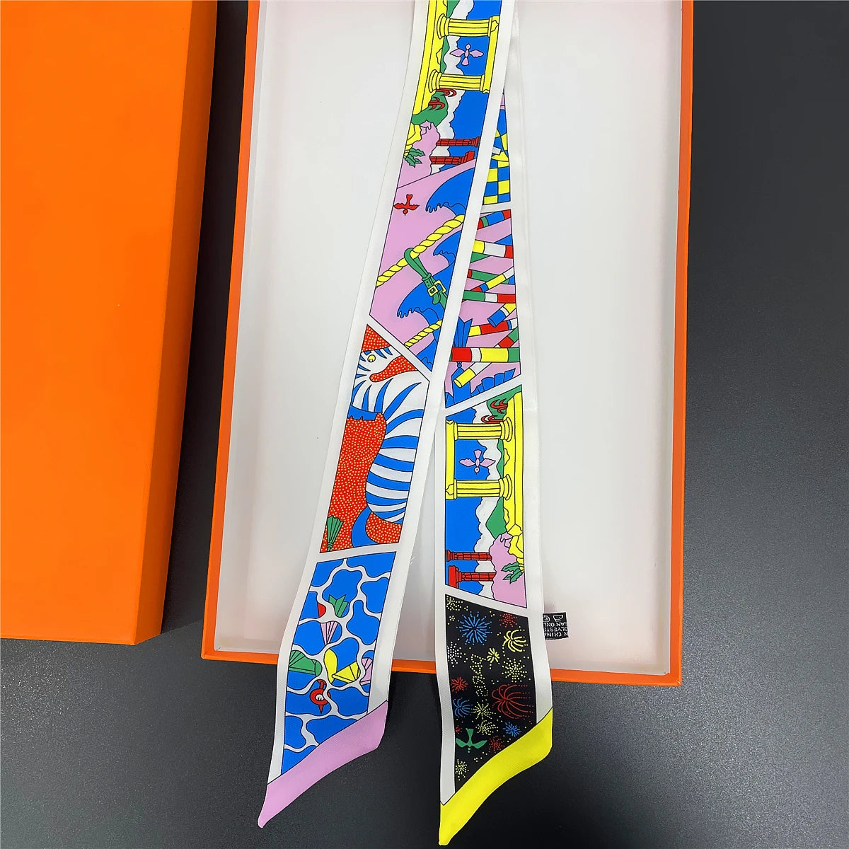 Women's Long Skinny Ribbon Scarf - Printed Hair Tie & Bag Band - photo 16