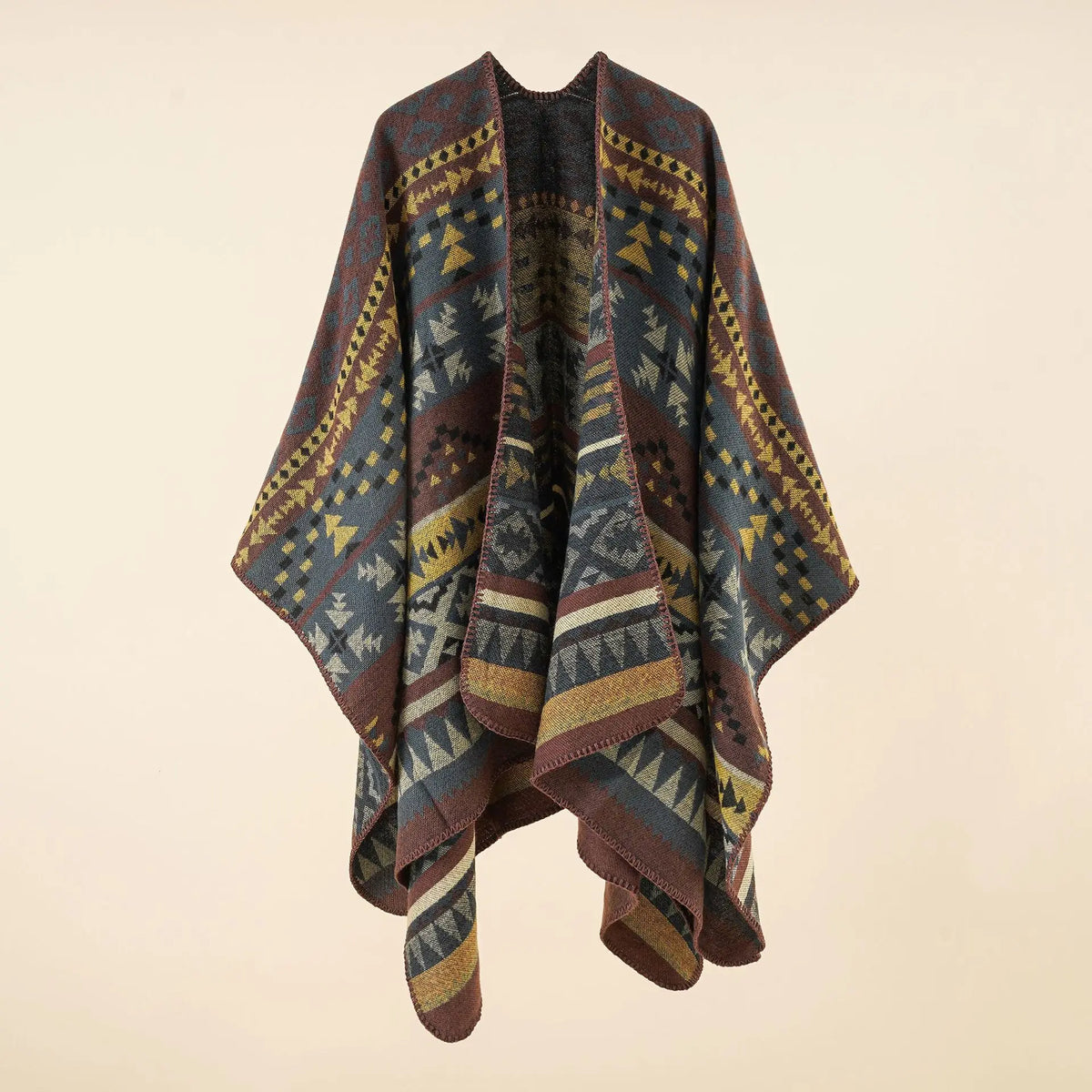 Women's Cashmere-Feel Poncho Wrap - Thick Winter Blanket Scarf - photo 7