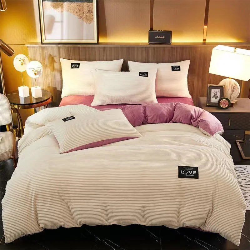 Solid Color Velvet Duvet Cover Winter Warmth Thick Bedding Set Double Quilt Cover Twin Queen King Comforter Cover 150×200
