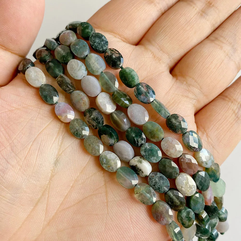 Healing Faceted Gems Beads Oval Shape Natural Crystal Jaspers Stone Loose Beads For Jewelry Making Necklace DIY Bracelet 6x8mm