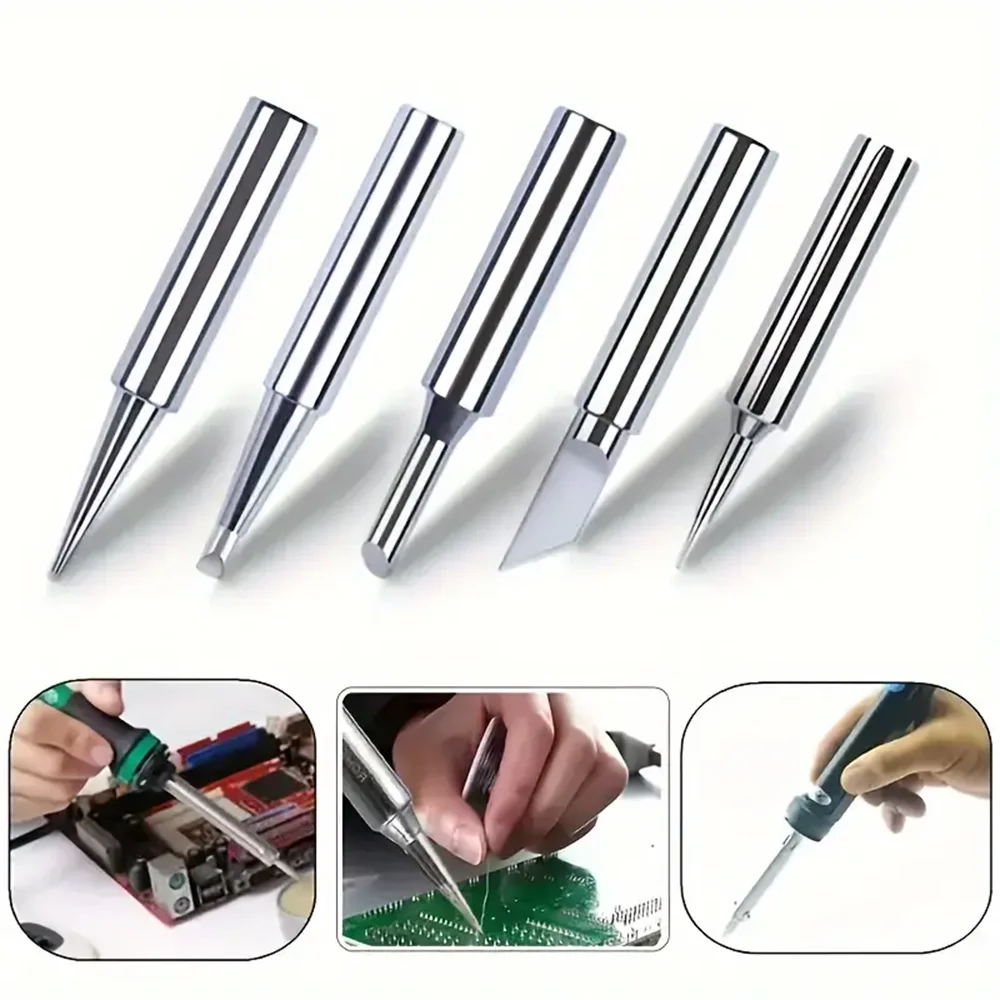 5pcs 900M Soldering Iron Tips Set, Copper Core Electric Soldering Bits for 936 Soldering Station