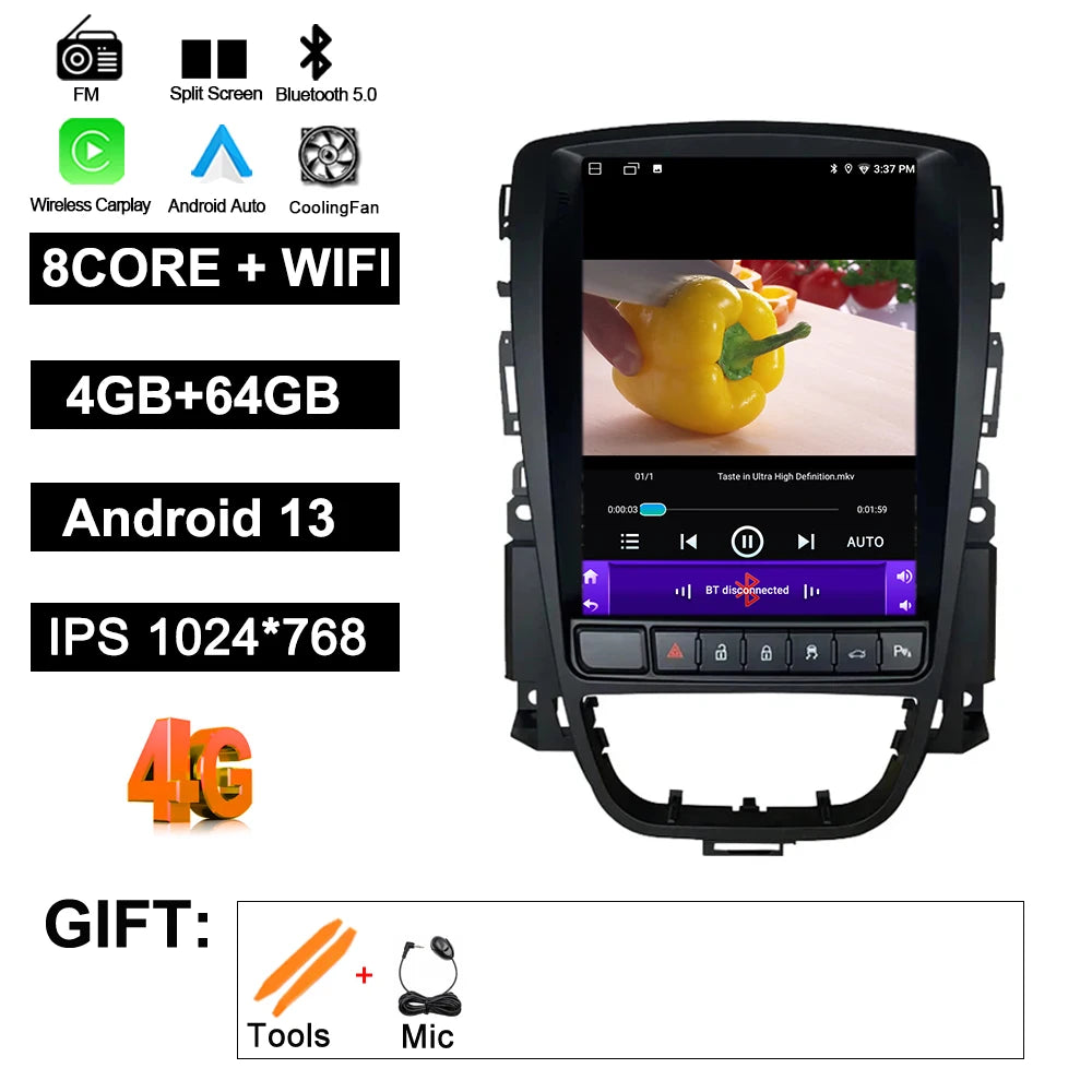 9.7" Car Stereo with Apple CarPlay & Android Auto, Compatible with Opel Astra J, Vauxhall & Buick Verano