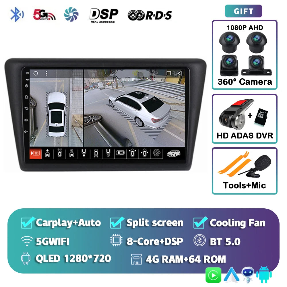 Android 16 Carplay Car Radio For VW Skoda Rapid 2013 2014 2015 2016 2017 2018 2019 Seat Toledo 2015 - 2018 GPS Multimedia Stereo