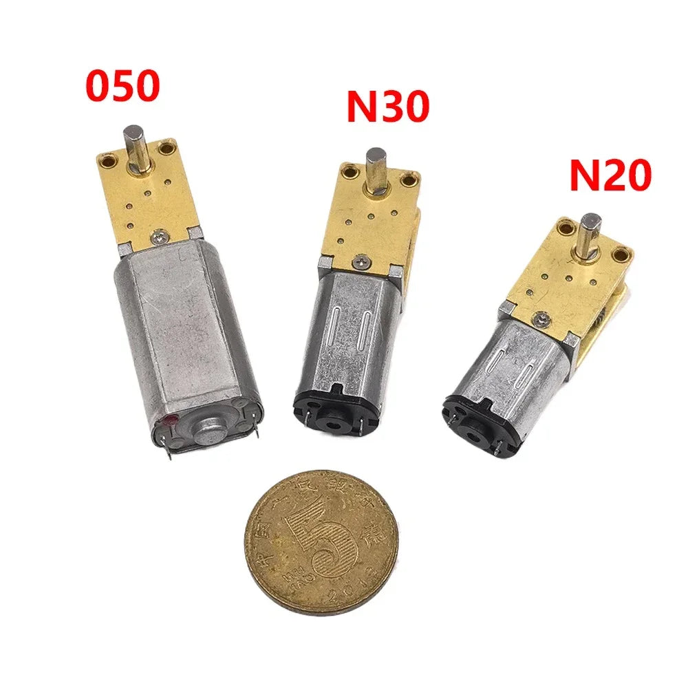 Micro 050 N30 N20 Worm Gear Motor DC3V-12V 6V 9V 4-762rpm Slow Speed  All Metal Gearbox Engine Right Angle Output Shaft