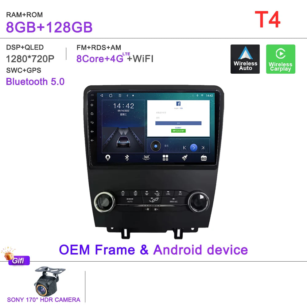 Car Stereo with Apple CarPlay & Android Auto, Compatible with Ford Mustang (2010-2014)